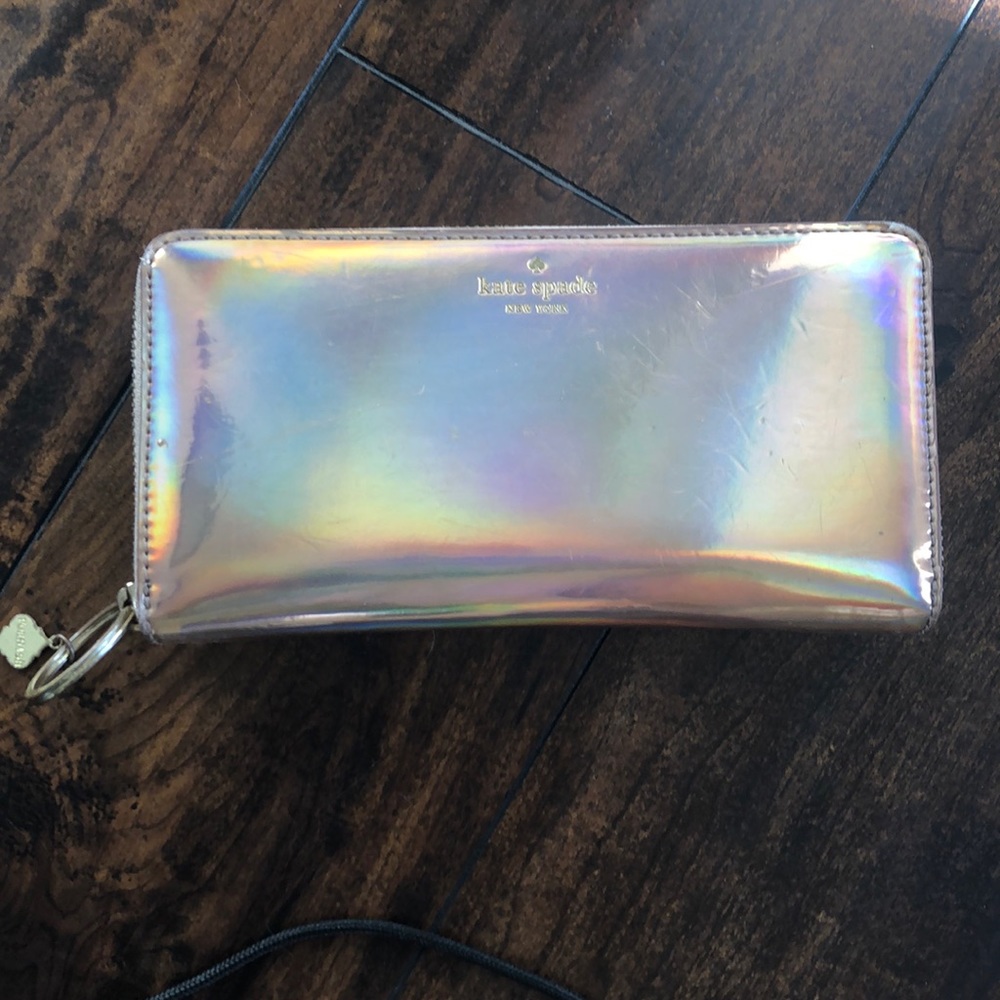Kate Spade Pink Chrome Zip Wallet
